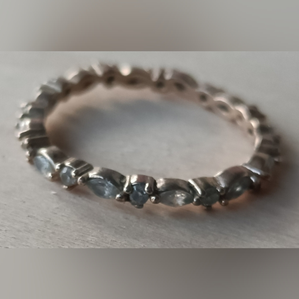 Delicate Silver Blue Gemstone Stackable Ring